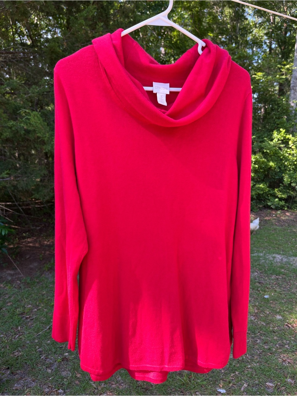Chico's Vibrant Red Cowl Neck Tunic Sweater